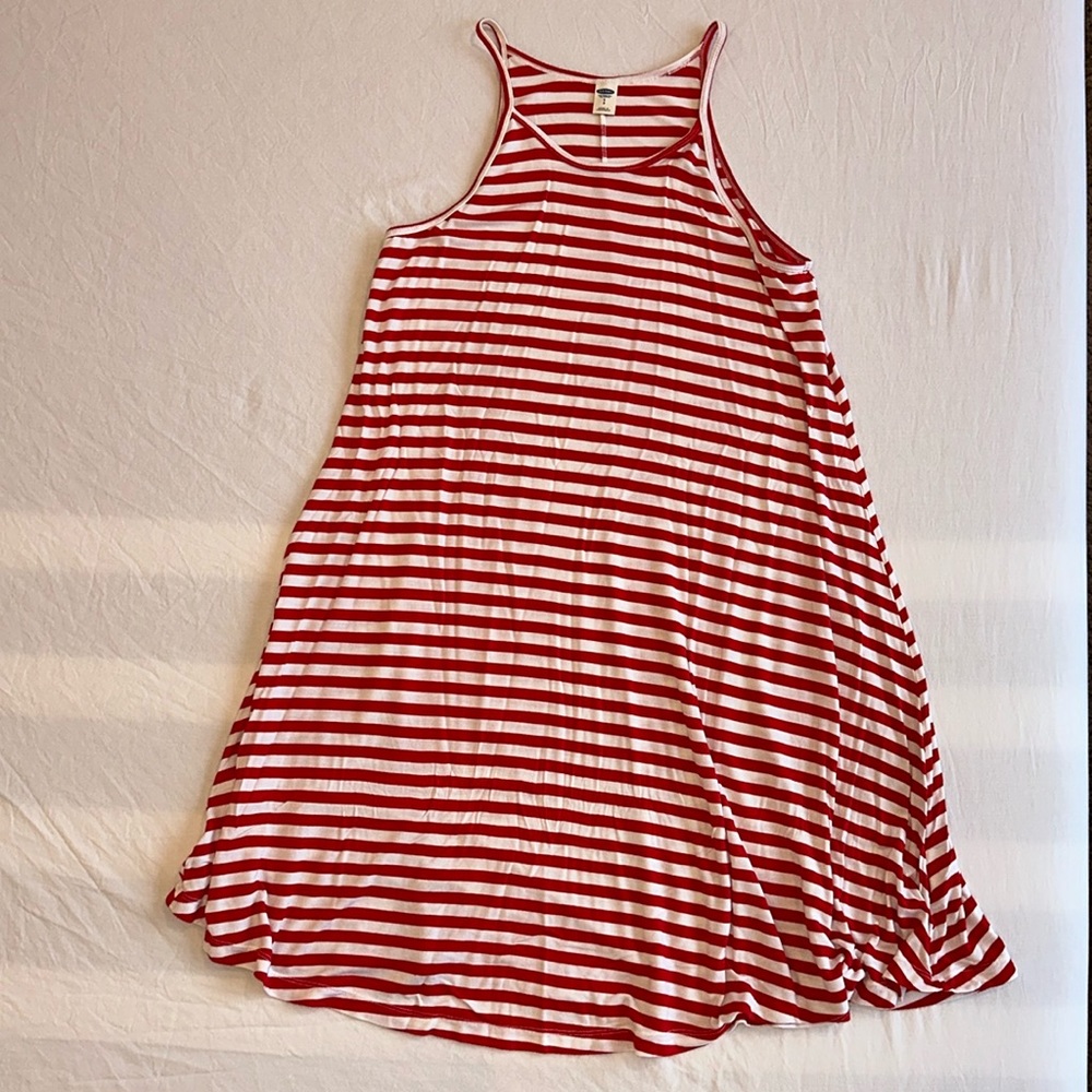 Red and white striped dress